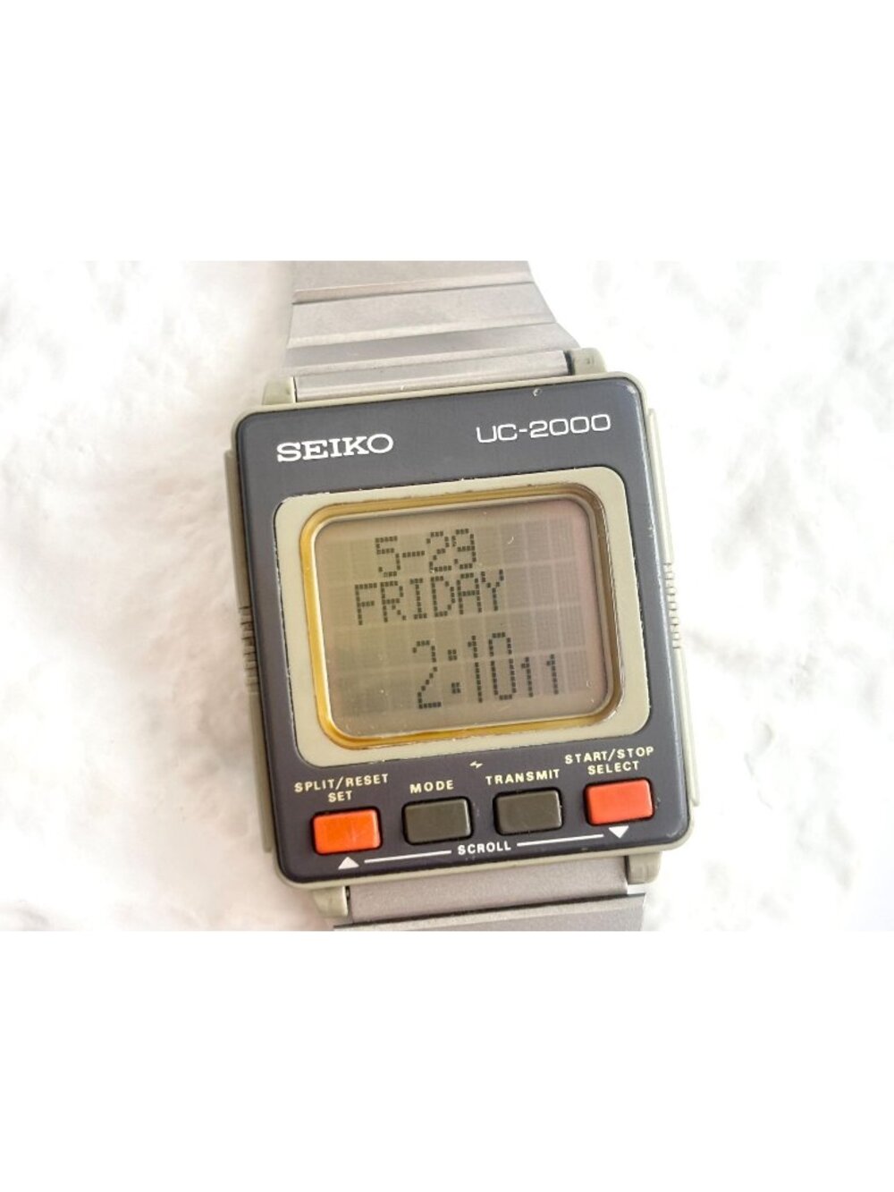 SEIKO Vintage UC-2000 Computer Style 411364 Silver LCD 1984 Digital Watch - 35mm
